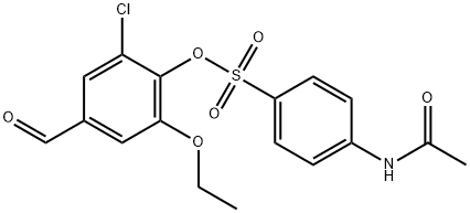 2-chloro-6-ethoxy-4-formylphenyl 4-(acetylamino)benzenesulfonate Struktur