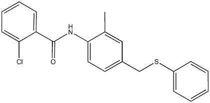 2-chloro-N-{2-methyl-4-[(phenylsulfanyl)methyl]phenyl}benzamide Struktur