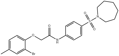 N-[4-(1-azepanylsulfonyl)phenyl]-2-(2-bromo-4-methylphenoxy)acetamide Struktur