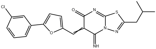 6-{[5-(3-chlorophenyl)-2-furyl]methylene}-5-imino-2-isobutyl-5,6-dihydro-7H-[1,3,4]thiadiazolo[3,2-a]pyrimidin-7-one Struktur