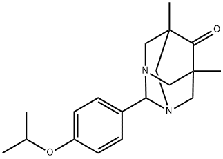 2-(4-isopropoxyphenyl)-5,7-dimethyl-1,3-diazatricyclo[3.3.1.1~3,7~]decan-6-one Struktur