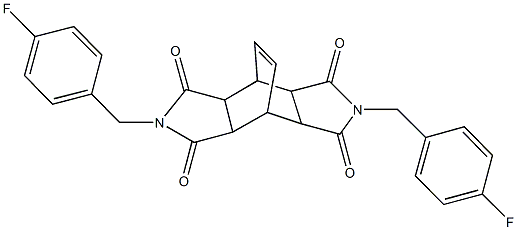 4,10-bis(4-fluorobenzyl)-4,10-diazatetracyclo[5.5.2.0~2,6~.0~8,12~]tetradec-13-ene-3,5,9,11-tetrone Struktur