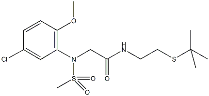 N-[2-(tert-butylsulfanyl)ethyl]-2-[5-chloro-2-methoxy(methylsulfonyl)anilino]acetamide Struktur