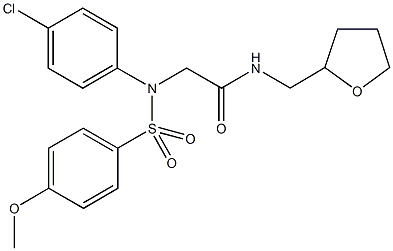 2-{4-chloro[(4-methoxyphenyl)sulfonyl]anilino}-N-(tetrahydro-2-furanylmethyl)acetamide Struktur