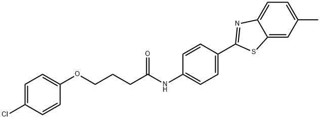 4-(4-chlorophenoxy)-N-[4-(6-methyl-1,3-benzothiazol-2-yl)phenyl]butanamide Struktur