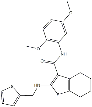 N-(2,5-dimethoxyphenyl)-2-[(2-thienylmethyl)amino]-4,5,6,7-tetrahydro-1-benzothiophene-3-carboxamide Struktur