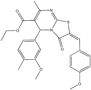 ethyl 2-(4-methoxybenzylidene)-5-(3-methoxy-4-methylphenyl)-7-methyl-3-oxo-2,3-dihydro-5H-[1,3]thiazolo[3,2-a]pyrimidine-6-carboxylate Struktur