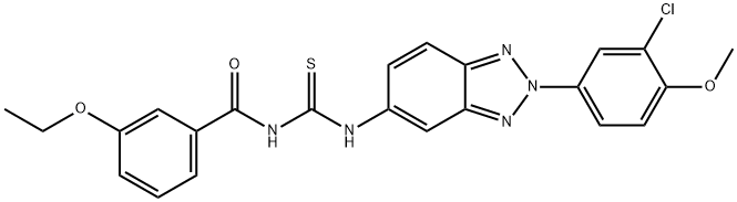 N-[2-(3-chloro-4-methoxyphenyl)-2H-1,2,3-benzotriazol-5-yl]-N'-(3-ethoxybenzoyl)thiourea Struktur