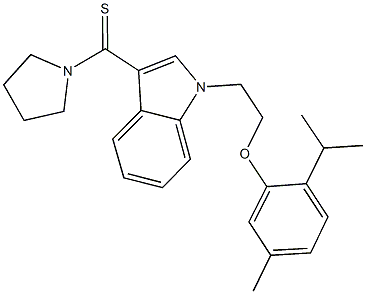 2-isopropyl-5-methylphenyl 2-[3-(1-pyrrolidinylcarbothioyl)-1H-indol-1-yl]ethyl ether Struktur