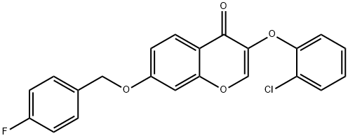 3-(2-chlorophenoxy)-7-[(4-fluorobenzyl)oxy]-4H-chromen-4-one Struktur