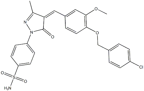 4-(4-{4-[(4-chlorobenzyl)oxy]-3-methoxybenzylidene}-3-methyl-5-oxo-4,5-dihydro-1H-pyrazol-1-yl)benzenesulfonamide Struktur