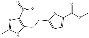 methyl 5-[({4-nitro-2-methyl-1H-imidazol-5-yl}sulfanyl)methyl]-2-furoate Struktur