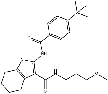 2-[(4-tert-butylbenzoyl)amino]-N-(3-methoxypropyl)-4,5,6,7-tetrahydro-1-benzothiophene-3-carboxamide Struktur