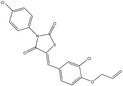 5-[4-(allyloxy)-3-chlorobenzylidene]-3-(4-chlorophenyl)-1,3-thiazolidine-2,4-dione Struktur