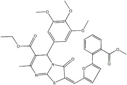 ethyl 2-({5-[2-(methoxycarbonyl)phenyl]-2-furyl}methylene)-7-methyl-3-oxo-5-(3,4,5-trimethoxyphenyl)-2,3-dihydro-5H-[1,3]thiazolo[3,2-a]pyrimidine-6-carboxylate Struktur