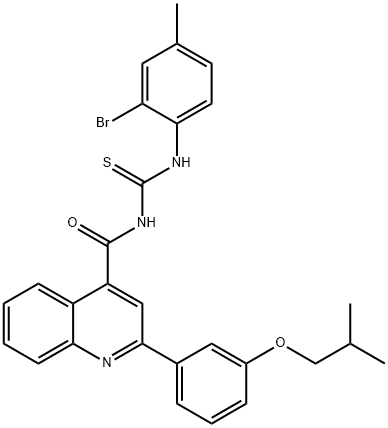 N-(2-bromo-4-methylphenyl)-N'-{[2-(3-isobutoxyphenyl)-4-quinolinyl]carbonyl}thiourea Struktur