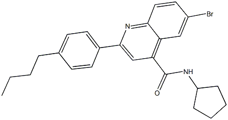 6-bromo-2-(4-butylphenyl)-N-cyclopentyl-4-quinolinecarboxamide Struktur