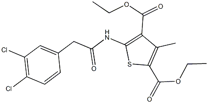 diethyl 5-{[(3,4-dichlorophenyl)acetyl]amino}-3-methyl-2,4-thiophenedicarboxylate Struktur