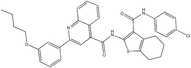 2-(3-butoxyphenyl)-N-{3-[(4-chloroanilino)carbonyl]-4,5,6,7-tetrahydro-1-benzothien-2-yl}-4-quinolinecarboxamide Struktur