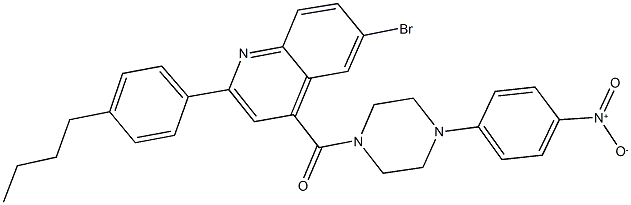 6-bromo-2-(4-butylphenyl)-4-[(4-{4-nitrophenyl}-1-piperazinyl)carbonyl]quinoline Struktur