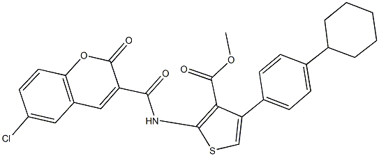 methyl 2-{[(6-chloro-2-oxo-2H-chromen-3-yl)carbonyl]amino}-4-(4-cyclohexylphenyl)-3-thiophenecarboxylate Struktur