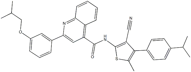 N-[3-cyano-4-(4-isopropylphenyl)-5-methyl-2-thienyl]-2-(3-isobutoxyphenyl)-4-quinolinecarboxamide Struktur