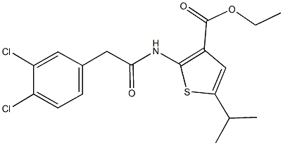 ethyl 2-{[(3,4-dichlorophenyl)acetyl]amino}-5-isopropyl-3-thiophenecarboxylate Struktur