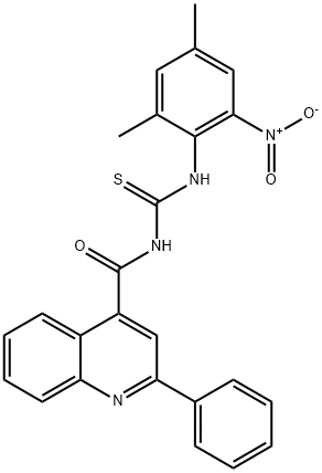 N-{2-nitro-4,6-dimethylphenyl}-N'-[(2-phenyl-4-quinolinyl)carbonyl]thiourea Struktur