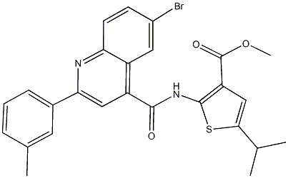 methyl 2-({[6-bromo-2-(3-methylphenyl)-4-quinolinyl]carbonyl}amino)-5-isopropyl-3-thiophenecarboxylate Struktur