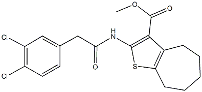 methyl 2-{[(3,4-dichlorophenyl)acetyl]amino}-5,6,7,8-tetrahydro-4H-cyclohepta[b]thiophene-3-carboxylate Struktur