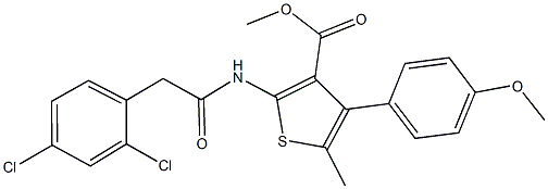 methyl 2-{[(2,4-dichlorophenyl)acetyl]amino}-4-(4-methoxyphenyl)-5-methyl-3-thiophenecarboxylate Struktur