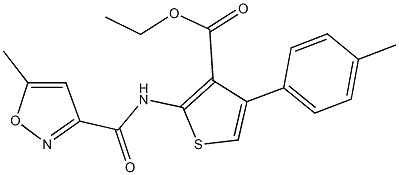 ethyl 2-{[(5-methyl-3-isoxazolyl)carbonyl]amino}-4-(4-methylphenyl)-3-thiophenecarboxylate Struktur