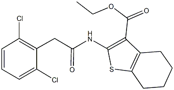 ethyl 2-{[(2,6-dichlorophenyl)acetyl]amino}-4,5,6,7-tetrahydro-1-benzothiophene-3-carboxylate Struktur