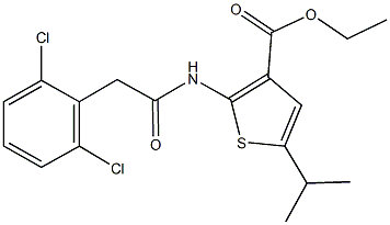 ethyl 2-{[(2,6-dichlorophenyl)acetyl]amino}-5-isopropyl-3-thiophenecarboxylate Struktur