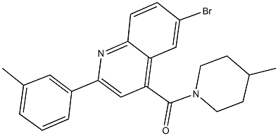 6-bromo-2-(3-methylphenyl)-4-[(4-methyl-1-piperidinyl)carbonyl]quinoline Struktur