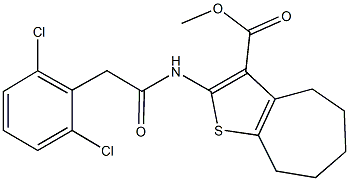 methyl 2-{[(2,6-dichlorophenyl)acetyl]amino}-5,6,7,8-tetrahydro-4H-cyclohepta[b]thiophene-3-carboxylate Struktur