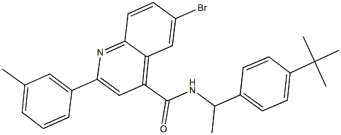 6-bromo-N-[1-(4-tert-butylphenyl)ethyl]-2-(3-methylphenyl)-4-quinolinecarboxamide Struktur