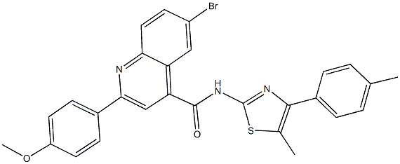 6-bromo-2-(4-methoxyphenyl)-N-[5-methyl-4-(4-methylphenyl)-1,3-thiazol-2-yl]-4-quinolinecarboxamide Struktur