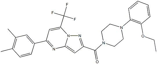 5-(3,4-dimethylphenyl)-2-{[4-(2-ethoxyphenyl)-1-piperazinyl]carbonyl}-7-(trifluoromethyl)pyrazolo[1,5-a]pyrimidine Struktur