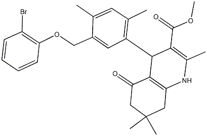 methyl 4-{5-[(2-bromophenoxy)methyl]-2,4-dimethylphenyl}-2,7,7-trimethyl-5-oxo-1,4,5,6,7,8-hexahydro-3-quinolinecarboxylate Struktur