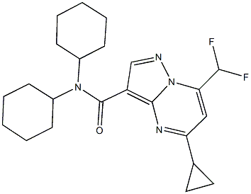 N,N-dicyclohexyl-5-cyclopropyl-7-(difluoromethyl)pyrazolo[1,5-a]pyrimidine-3-carboxamide Struktur