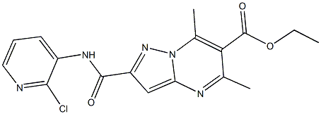 ethyl 2-{[(2-chloro-3-pyridinyl)amino]carbonyl}-5,7-dimethylpyrazolo[1,5-a]pyrimidine-6-carboxylate Struktur