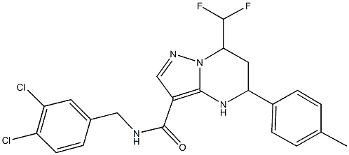 N-(3,4-dichlorobenzyl)-7-(difluoromethyl)-5-(4-methylphenyl)-4,5,6,7-tetrahydropyrazolo[1,5-a]pyrimidine-3-carboxamide Struktur