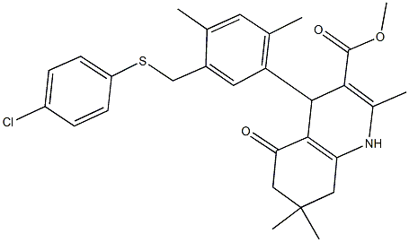 methyl 4-(5-{[(4-chlorophenyl)sulfanyl]methyl}-2,4-dimethylphenyl)-2,7,7-trimethyl-5-oxo-1,4,5,6,7,8-hexahydro-3-quinolinecarboxylate Struktur