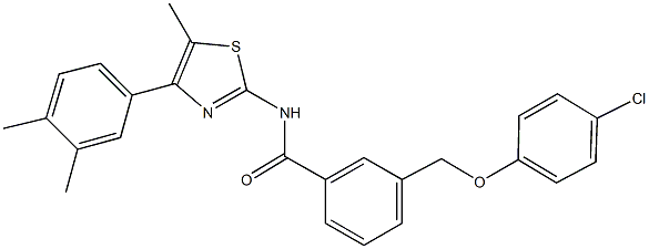 3-[(4-chlorophenoxy)methyl]-N-[4-(3,4-dimethylphenyl)-5-methyl-1,3-thiazol-2-yl]benzamide Struktur