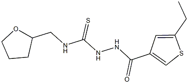 2-[(5-ethyl-3-thienyl)carbonyl]-N-(tetrahydro-2-furanylmethyl)hydrazinecarbothioamide Struktur