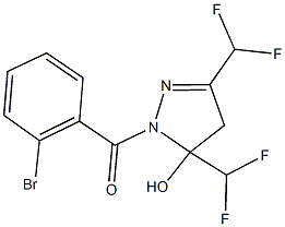 1-(2-bromobenzoyl)-3,5-bis(difluoromethyl)-4,5-dihydro-1H-pyrazol-5-ol Struktur