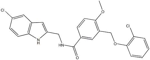 N-[(5-chloro-1H-indol-2-yl)methyl]-3-[(2-chlorophenoxy)methyl]-4-methoxybenzamide Struktur