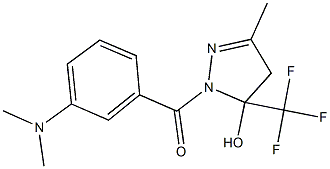 1-[3-(dimethylamino)benzoyl]-3-methyl-5-(trifluoromethyl)-4,5-dihydro-1H-pyrazol-5-ol Struktur