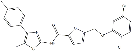 5-[(2,5-dichlorophenoxy)methyl]-N-[5-methyl-4-(4-methylphenyl)-1,3-thiazol-2-yl]-2-furamide Struktur